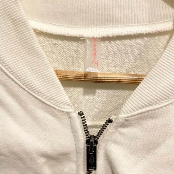 Free People Movement Hot Track Stripe Varsity Jacket Size L in Ivory Combo NWT - Picture 7 of 14